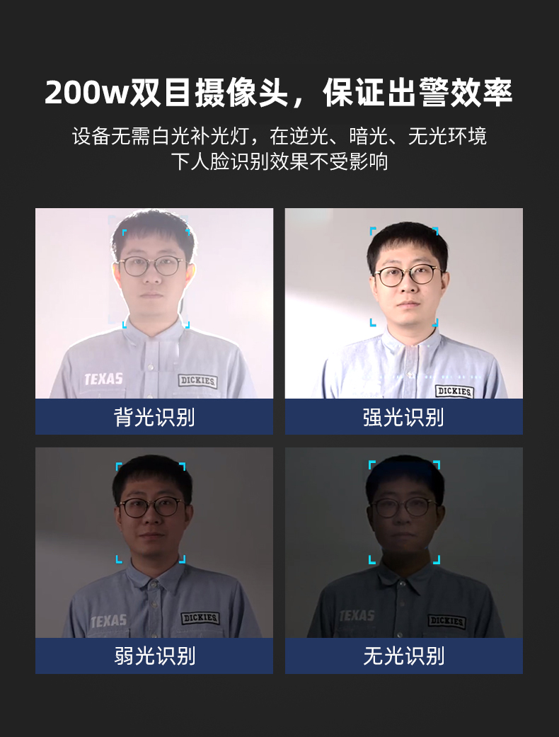 凌訊人臉識別終端具備200萬雙目攝像頭，保證出警效率